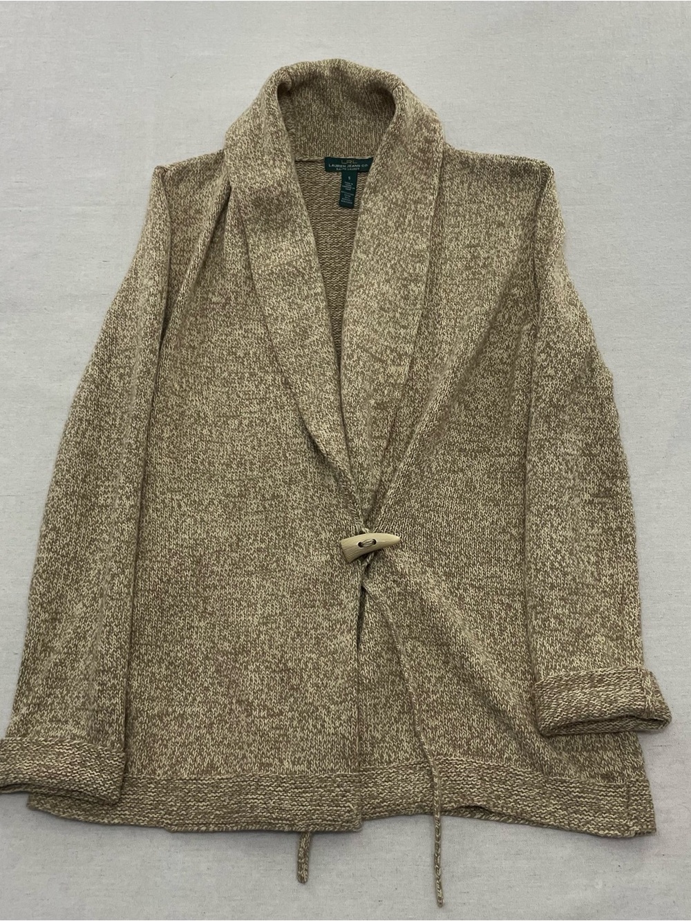 Lauren Jeans Co Ralph Lauren Cardigan Shawl Neck Toggle Closure Granola Sz Small
